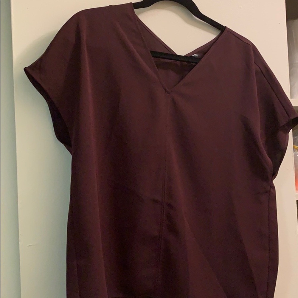 Uniqlo wine colored drape v-neck blouse never worn